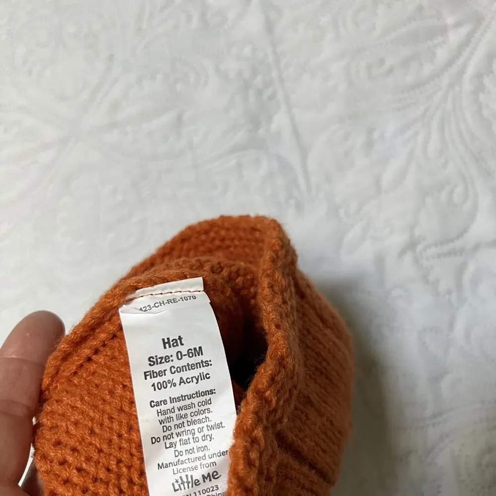 Little Me Knit Pumpkin Beanie Hat 0-6m